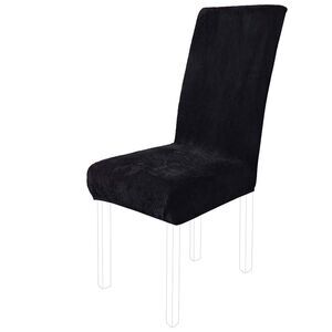 Plush Dining Chair Cover Stretch Parson Chair Cover Protector Black